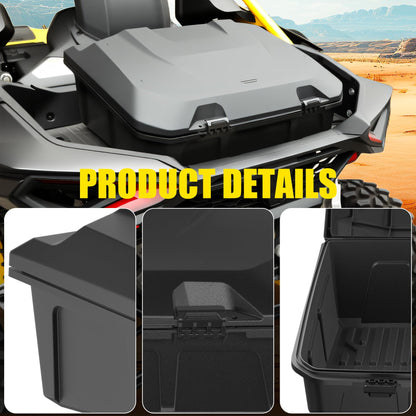 XATVXUTV 96L UTV Cargo Storage Box for Can-Am Maverick R, Large Poly Waterproof Rear Bed Storage Bin Tool Box for for Can Am Maverick R MAX X RS 2024+ Accessories, Replace #715007182
