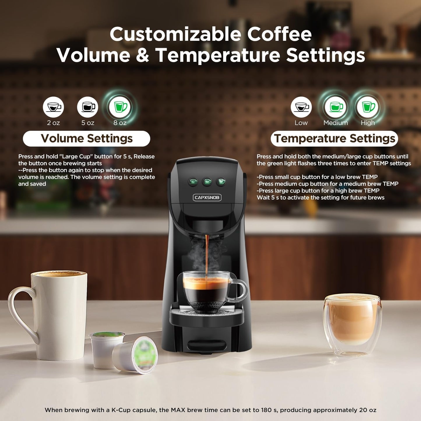 Warriors1 Mini Coffee Maker for Keurig K Cup, Espresso Machine for Nespresso Original, Dolce Gusto Pods, Ground Coffee, 20 Bar Coffee Machine fits kitchens, apartments, dorms, RVs, 28 oz Reservoir