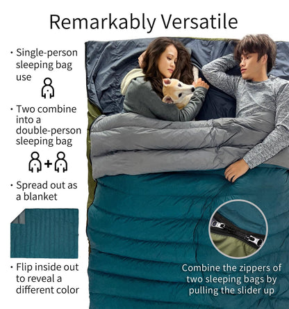 Litume Ultra Compact Down Sleeping Bag, 3 Season, Lightweight, 700 Fill Power, Packable Adults, Double for Backpacking, Camping, Hiking, with Stuff Sack Sleep Sacks (C2202)
