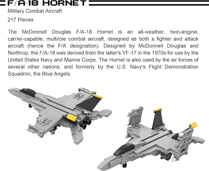 Apostrophe Games 5 Military Building Block Sets (730 Pieces) F/A-18 Hornet F-14 Tomcat Fighter Jet AH-64 Apache Helicopter M2 Bradley Tank and Humvee Avenger
