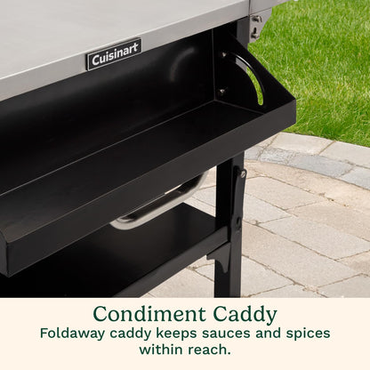 Cuisinart Prep ‘n Cook Outdoor Table and Grill Stand, Stainless Steel Folding Table with Wheels, 48” x 24” Prep Station for Home BBQ, Tailgates, Cookouts