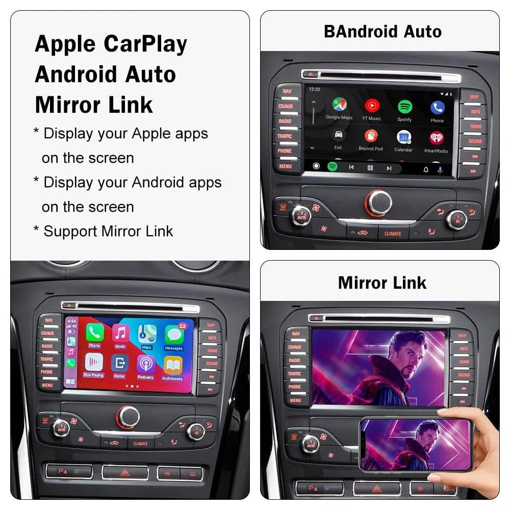 carultra Wireless Carplay Android Auto for Ford 2013-2015 Year with Sync2 System, Wireless Carplay Retrofit Kit Decoder, Support Navigation, Siri, Camera