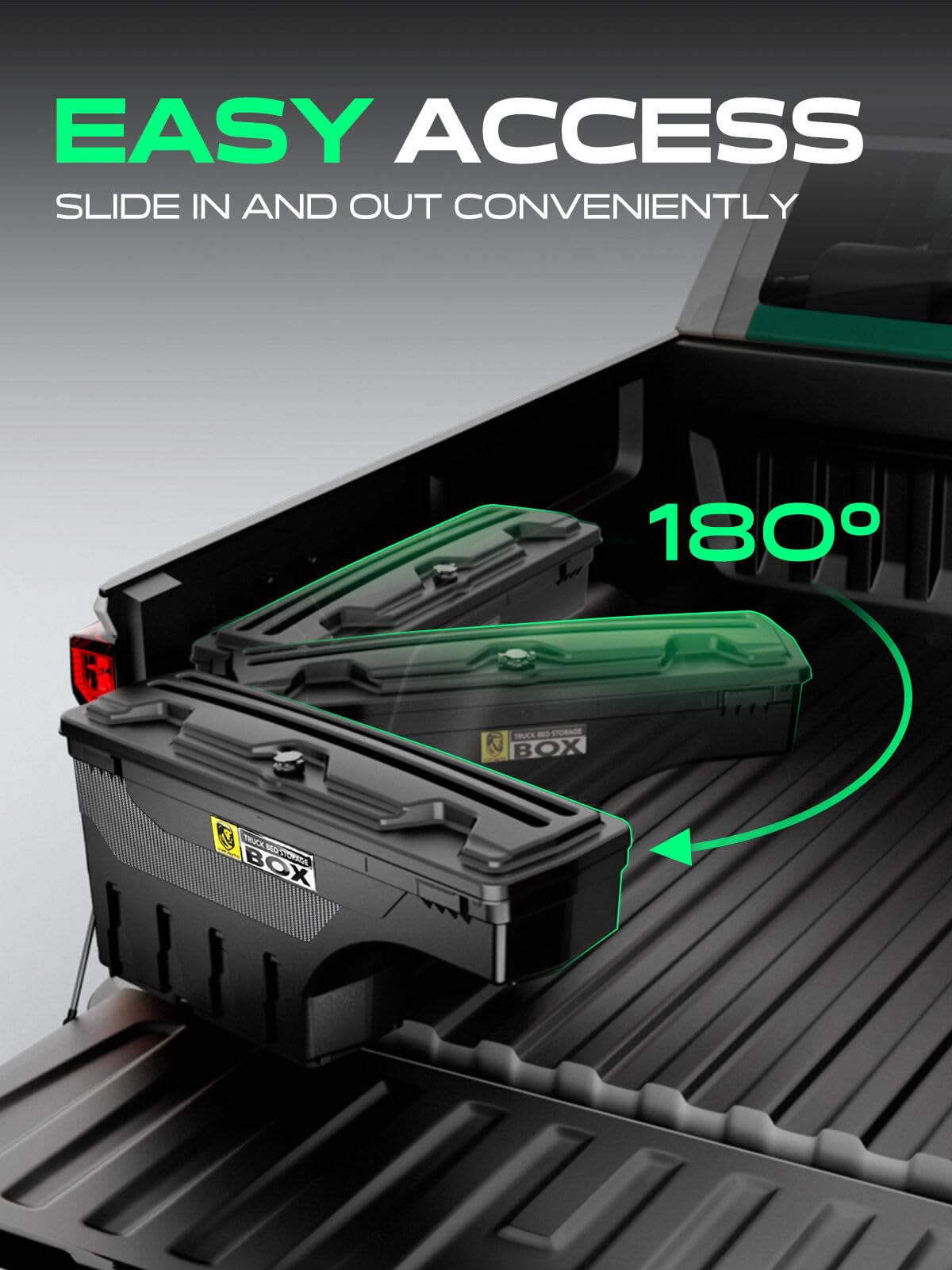 YHTAUTO Truck Bed Storage Tool Box Lockable Compatible with 2019-2025 Ram 1500 Pickup, Passenger Side, Will Not Work with RamBox & Classic Model, Swing Waterproof Wheel Well Toolbox