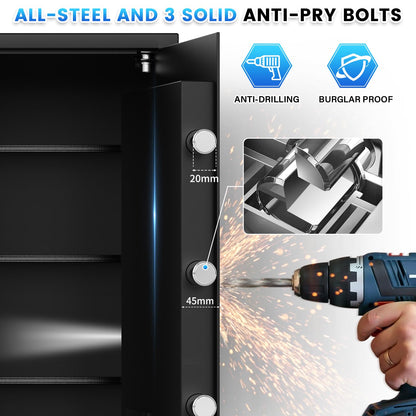 5.2 Cuft Large Fire Safe Box for Home Documents, Home Safes Water and Fireproof with LCD Keypad Keys, Anti-Theft Alert, Hidden Code Mode, Personal Combination Money Safe For Office Home Gift