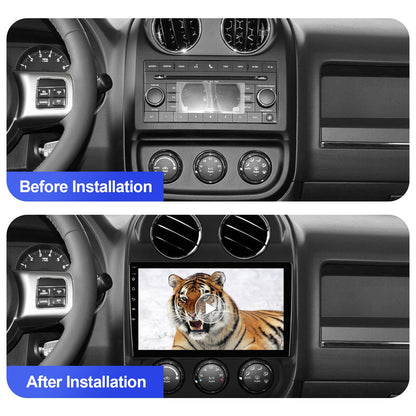 2+32G Android 13 Double Din Car Stereo for Jeep Compass/Patriot 2010-2016 with 10.1 Inch Touchscreen Radio Built-in Wireless Carplay/Android Auto/GPS/Bluetooth/FM/Steering Wheel Controls/Backup Camera