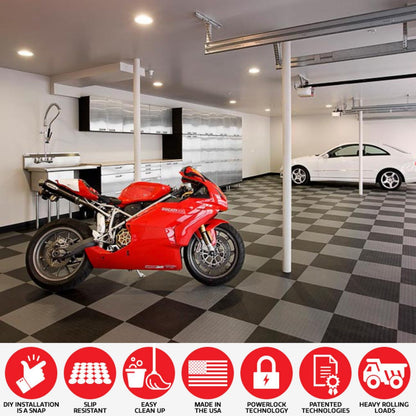 Big Floors GarageDeck Garage Floor Tiles, Interlocking Garage Flooring, Coin Pattern Non-Slip Heavy-Duty Copolymer Modular Tile (Alloy, 48 Pack of 12 x 12" Tiles, 48 Sq Ft)
