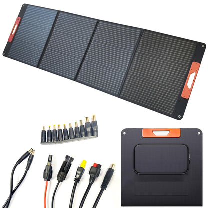 200W Portable Solar Panel, Camping Essentials,200 Watt Foldable Solar Charger for Power Station, 23.5% High Efficiency IP67 Waterproof with 10-in-1 DC Connectors for Camping RV Blackout (200W)