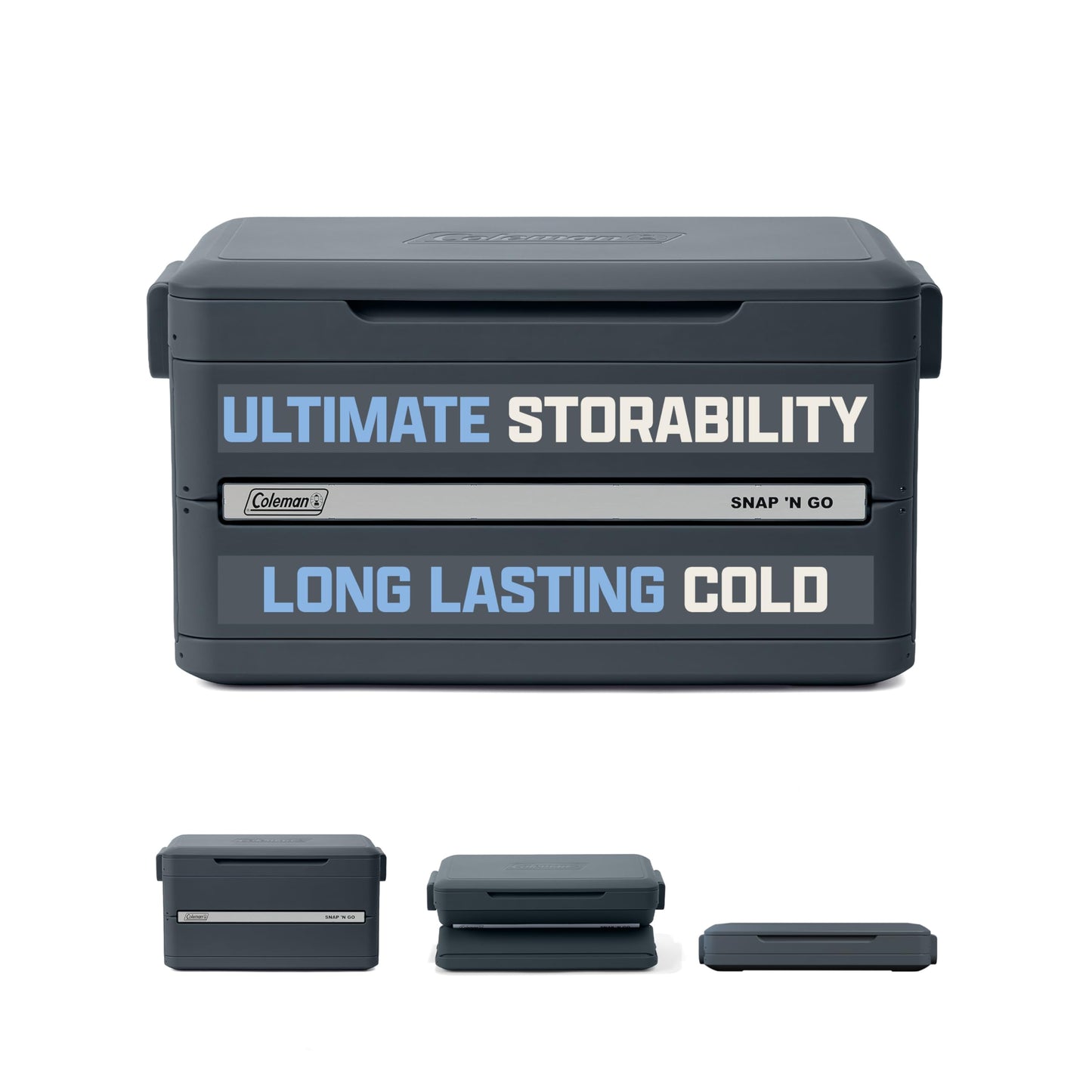 Coleman Snap 'N Go 35-Quart Collapsible Hard Cooler, Portable Hard-Sided Cooler with Waterproof Removable Liner, Spacing-Saving & Quick Set Up, 48 Hours Cold, Mussel Grey