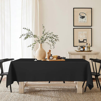 Horaldaily 6 Pack Black Tablecloth 60×120 Inch Rectangular, Stain and Wrinkle Resistant Washable Table Cloth, Decorative Polyester Table Cover for Party Picnic Dinner Decor