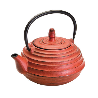 IBILI Teapot Set Oriental-Ceylan with Filter 0,7 l of cast Iron, Black/Red, 17 x 16 x 10 cm