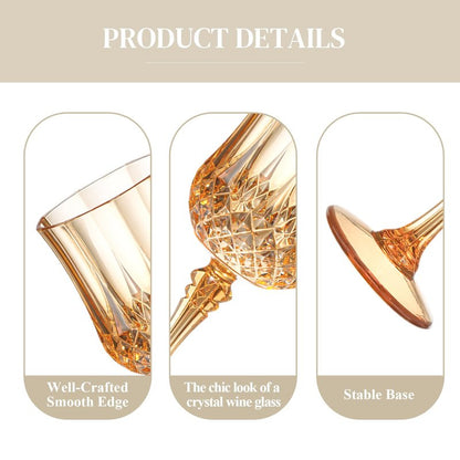 XUWAIDSGN 24 Pcs 7oz Plastic Vintage Wine Glasses Drinking Glasses Unbreakable Wedding Glassware Crystal Water Goblets Reusable Drinkware Vintage Champagne Flutes (24, Amber)