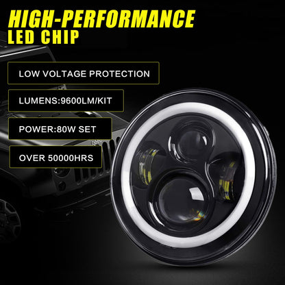 YEEGO DIRECT 7 inch Motorcycle LED Headlight 4.5 inch Fog Passing Lights for Road Kin-g Ultra Clas-sic Elec-tra Street Gli-de Tr-i Cv-o Heri-tage Sof-tail Slim Delu-xe Fat-boy, DOT Approved(Black)