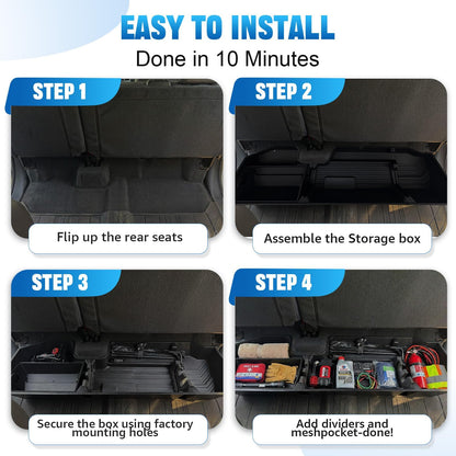 Flyvaroo Underseat Storage for 2019-2026 Chevy Silverado 1500 Crew Cab, Divider Under Seat Storage Box for 2020-2026 Silverado/Sierra 2500HD 3500HD Double Cab & Crew Cab with Mesh Pocket & Inner Bin