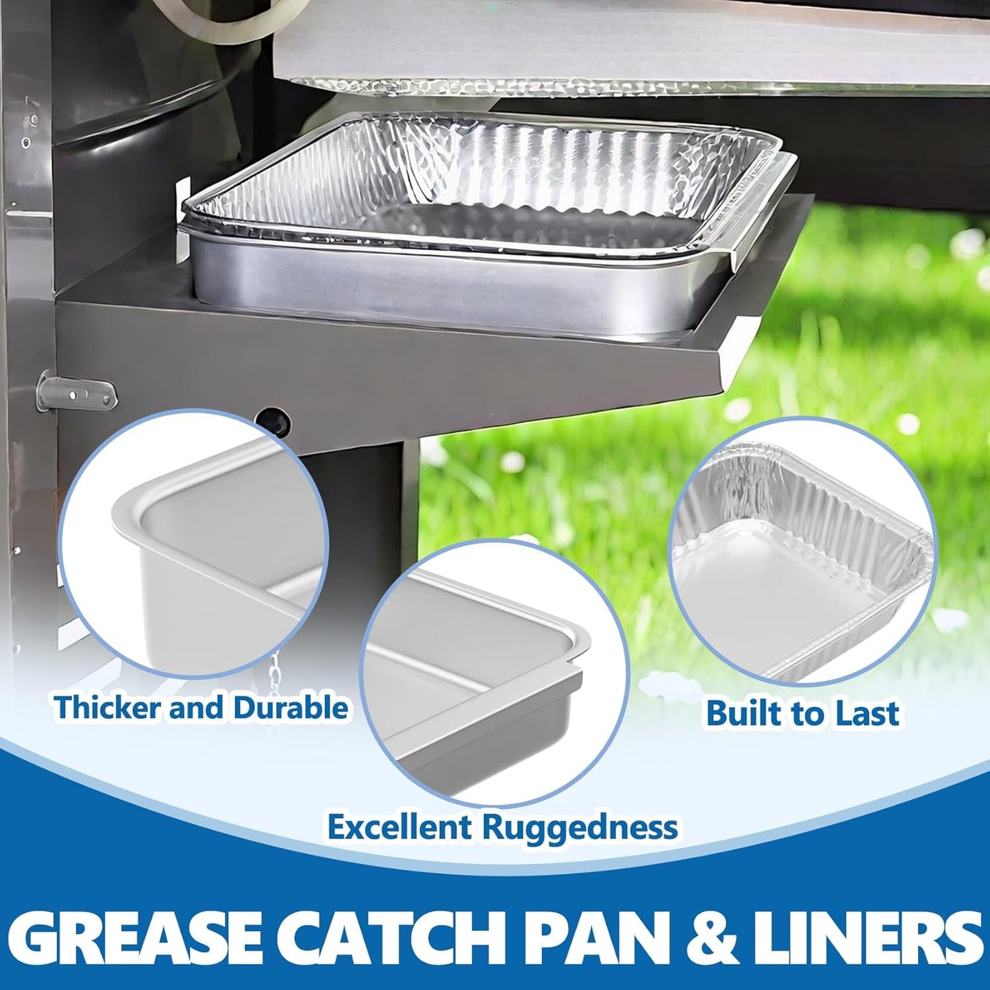 SafBbcue Grease Catch Pan - Replacement Tray for Weber Spirit & Genesis II Grills | Includes Disposable Liners