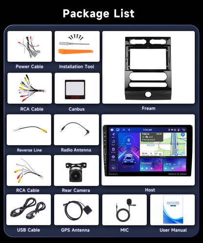 8Core 4G+64G Car Stereo for Ford Expedition 2007-2014 Automatic A/C Radio with 9inch 1280X720P Touchscreen,Wireless Carplay Android Auto,5.0 Bluetooth DSP 46EQ,59UI RDS/FM Radio Backup Camera