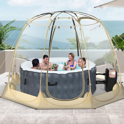 Tangkula Pop Up Bubble Tent, 9.5x9.5 Ft Oversize Outdoor Dome Tent for 4-6 People with 16 Stakes, 8 Wind Ropes, 8 Sandbags, Carrying Bag, Weatherproof Clear Tent for Winter Cold Protection, Camping