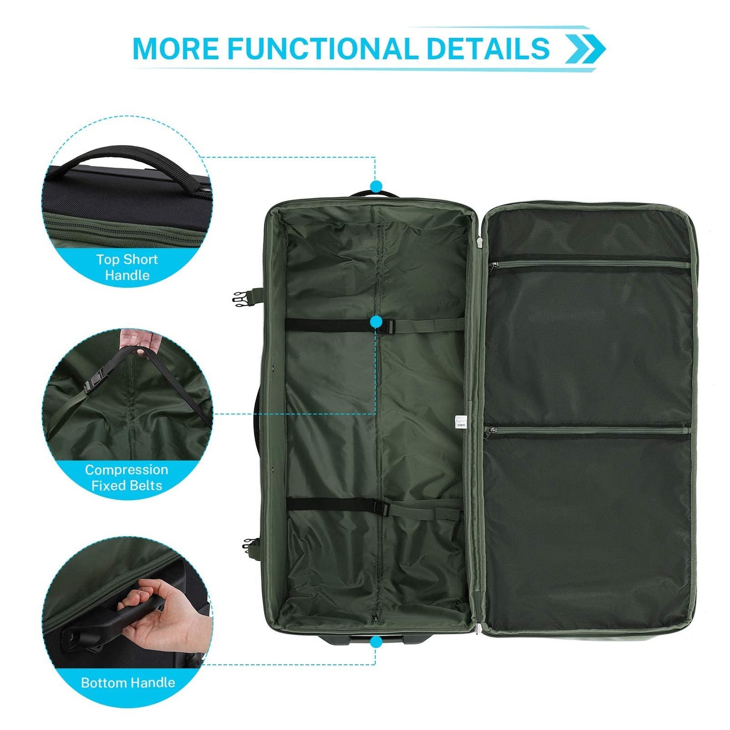 Gonex Rolling Duffle Bag with Wheels, 100L with Compression Packing Cubes