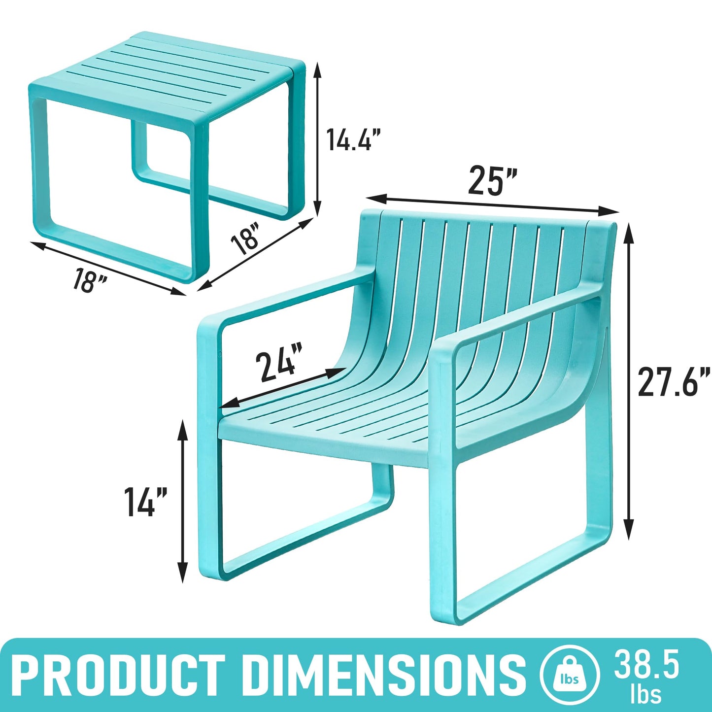 Werph Outdoor Patio Furniture Set, Patio Chairs with Outdoor Table, Front Porch Furniture Patio Chair with Balcony Furniture Bistro Table and Chair Set Outdoor Seating Set for Garden Poolside