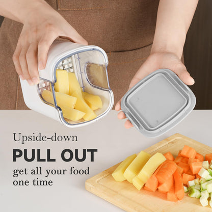 KEOUKE Vegetable Chopper - Multifunctional 3-Blade Food Dicer with Container & Storage Box | White