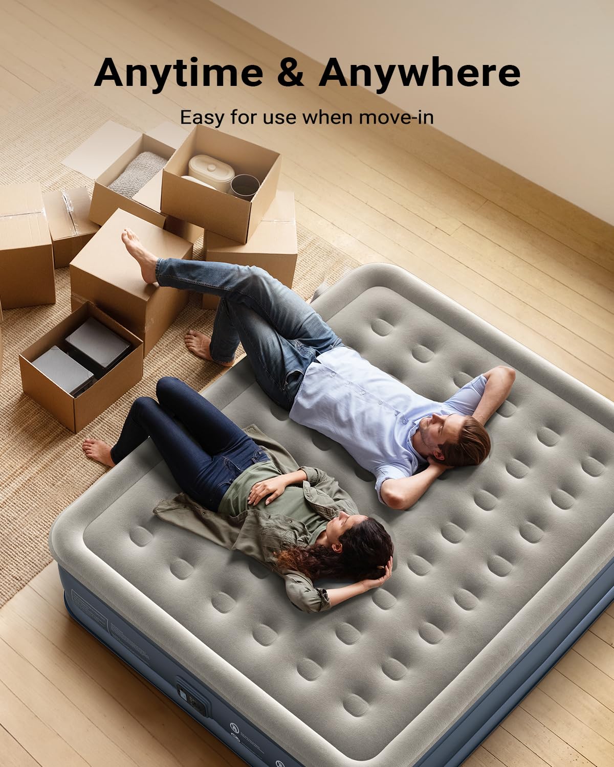 iDOO Cal King Air Mattress with Built in Pump, 18'' King Size Air Mattress for Home Guest, Upgraded Comfort Inflatable Blow up Mattress, 84'' Extra Long, Keep Feet from Dangling, Colchon Inflables