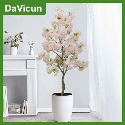 Artificial Cherry Blossom Tree, 6 Ft Indoor Decorative Plant with Pink, White and Champagne Silk Flowers (Pink)