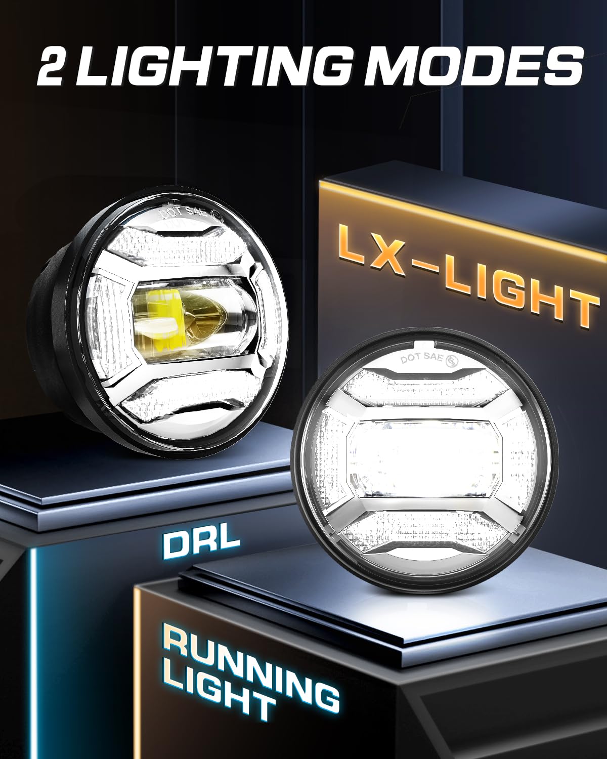 LX-LIGHT Silver 1200% Bright 180W 7 Inch LED Headlight with 4.5 Inch LED Fog lights Compatible with Road King Road Glide Street Glide Electra Glide Ultra Limited Trike Heritage Softail Fat Boy