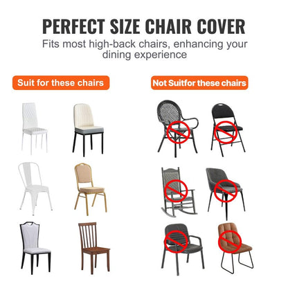 VEVOR 200 Pcs Flat-Front Chair Covers Polyester Spandex Chair Cover Stretch Slipcovers, Wedding, Holiday, Banquet, Party, Celebration, Dining, White