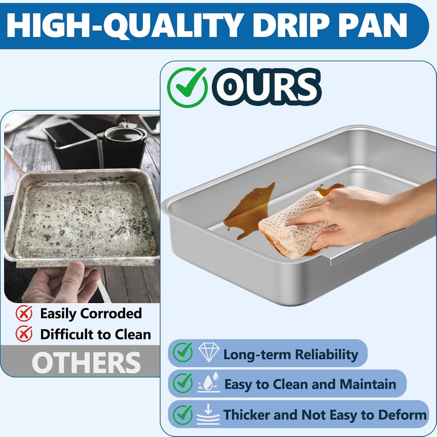 SafBbcue Grease Catch Pan - Replacement Tray for Weber Spirit & Genesis II Grills | Includes Disposable Liners