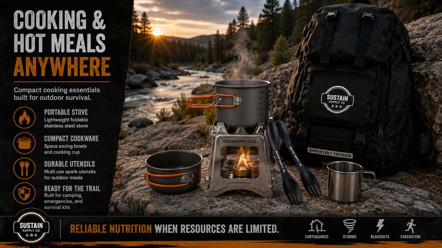 Sustain Supply 70491 2-Person 72-Hour Emergency Survival Kit Backpack Complete Disaster Preparedness Pack w/Food, Water, First Aid Kit, Tools & Shelter Gear for Earthquake, Hurricane & Evacuation