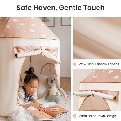 Tiny Land Kids Play Tent with Tunnel, Pop Up Play Tent with Ball Pits, Kids Tent with Printed Mat