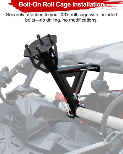 POKIAUTO Spare Tire Carrier Holder for 2017+ Can Am X3 Accessories, One-Piece Heavy Duty Metal Spare Tire Mount Storage Rack for Can-Am Maverick X3 XDS XRS MAX Turbo RR 2017-2026, Fits up to 34" Tire