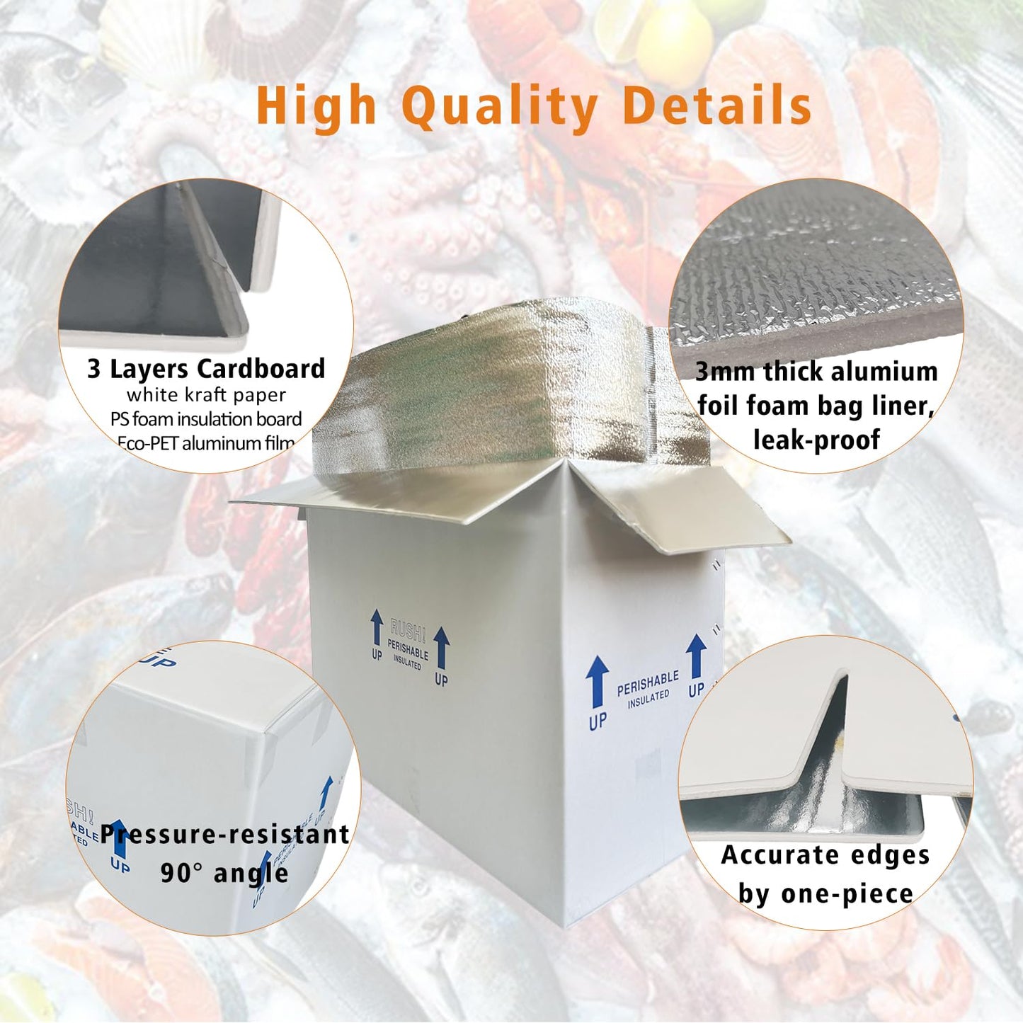 CH-BOX Insulated Cold Shipping Boxes with Liners, 4 Pack 26'' x 11'' x 19'', for Perishable Frozen Food, White (TB261119L-4)