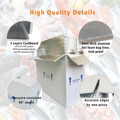 CH-BOX Insulated Cold Shipping Boxes with Liners, 4 Pack 26'' x 11'' x 19'', for Perishable Frozen Food, White (TB261119L-4)