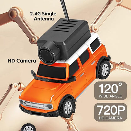 WLtoys Mini RC Car 1:64 Scale FPV RC Drift Car with 720P HD Camera WiFi App Control with Gyro First Person Perspective Mini Racing Toys for Teens and Adults(Orange)