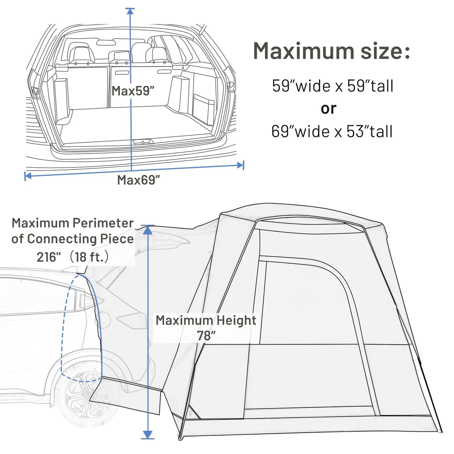 Timber Ridge 5 Person Truck-Bed-Tents SUV Camping Tent with Rainfly & Storage Bag 10' W X 8' L X 7.1' H Khaki