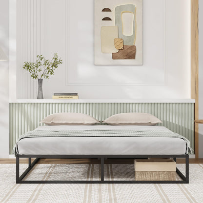 Novilla Queen Bed Frame, Metal Platform Bed Frame, Sturdy Metal Bed Frame, Wood Slats Support, No Box Spring Needed, Durable and Safe, Easy Assembly, Dark Black
