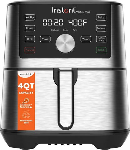 Instant Pot 4QT Vortex Plus Mini Air Fryer - 6-in-1 Versatility with Custom Programs & 100+ Recipes, Stainless Steel