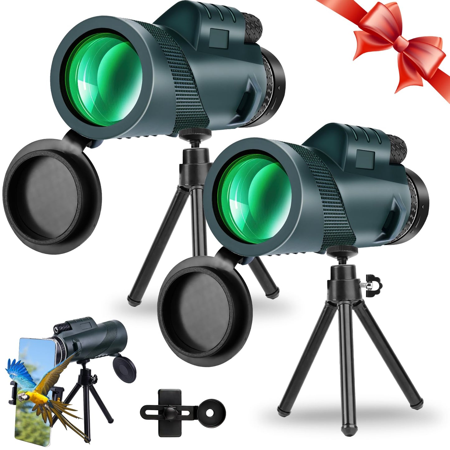 80x100 High-Power Binoculars Two-Piece Set with Phone Mount and Tripod, Featuring BAK4 Prisms and FMC-Coated Lenses Ideal for Hunting,Stargazing,Birdwatching,Wildlife Observation, Camping, and Hiking