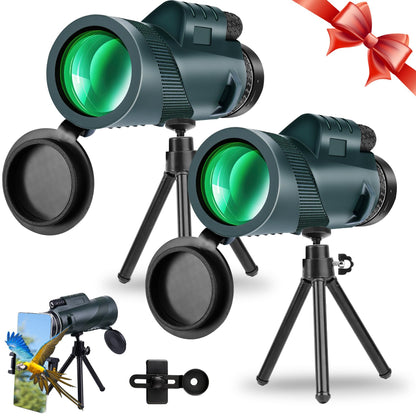 80x100 High-Power Binoculars Two-Piece Set with Phone Mount and Tripod, Featuring BAK4 Prisms and FMC-Coated Lenses Ideal for Hunting,Stargazing,Birdwatching,Wildlife Observation, Camping, and Hiking