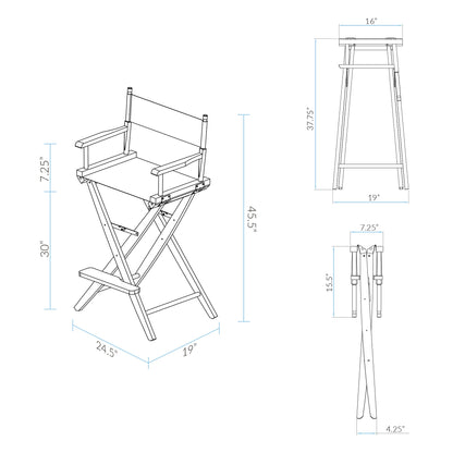 Casual Home American Trails Extra-Wide Premium Directors Chair 30" H Bar Height Natural Frame Blue Canvas