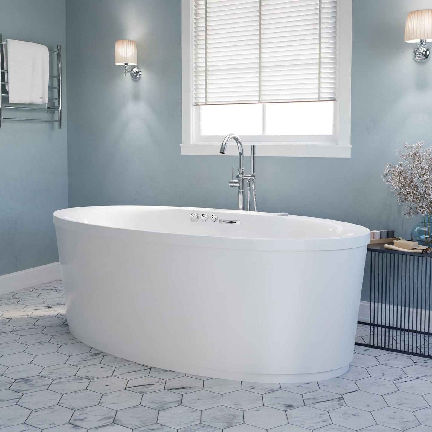 ANZZI Heidi 5.7 ft. Whirlpool and Air Bath Tub in White | FT-AZ101