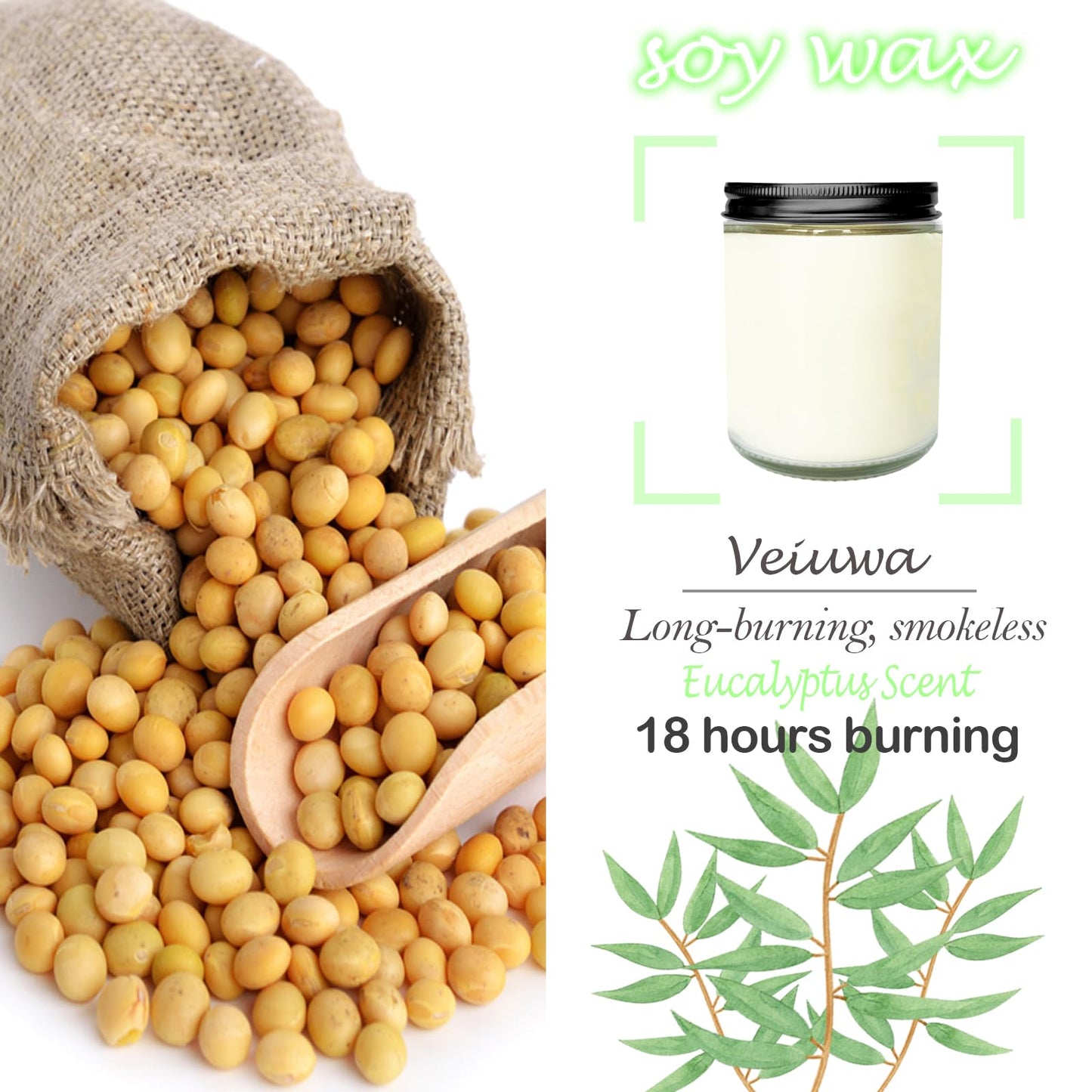 Veiuwa 24 Pcs 6 Oz Eucalyptus Scented Soy Candles Set,Mason jar Bulk Candles for Gifts,Aromatherapy Candle,Great Stress Relieving Scented Candle for Girls as a Gift for Birthdays, Weddings and More!