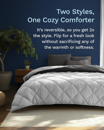 ViscoSoft King Comforter - Cloud-Soft Down Alternative Duvet Insert, All Season Cooling Lightweight Reversible Quilted Blanket for Bedroom & Guest Room, Oeko-TEX Certified, Light/Dark Gray