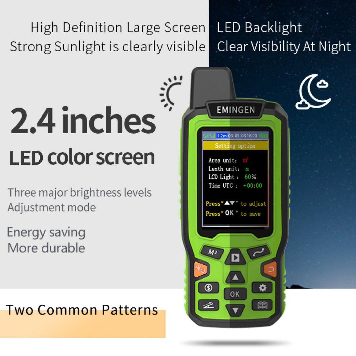 Handheld GPS Land Area Meter Surveying Equipment with Navigation Track for Forest Farmland Fish Pond Lake and Parking Distance Measurement US Plug 100-240V