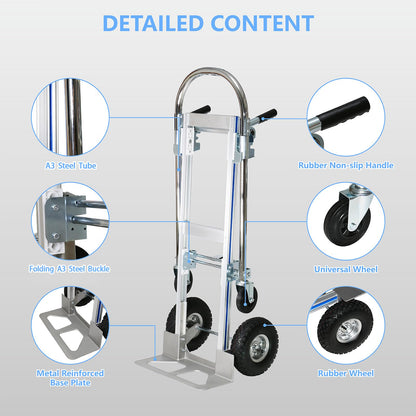 Heavy Duty Convertible Hand Truck, 2 in 1 Folding Dolly 800 LBS Capacity Industrial Platform Cart Collapsible Truck for Transport & Moving in Warehouse, Home, Supermarket