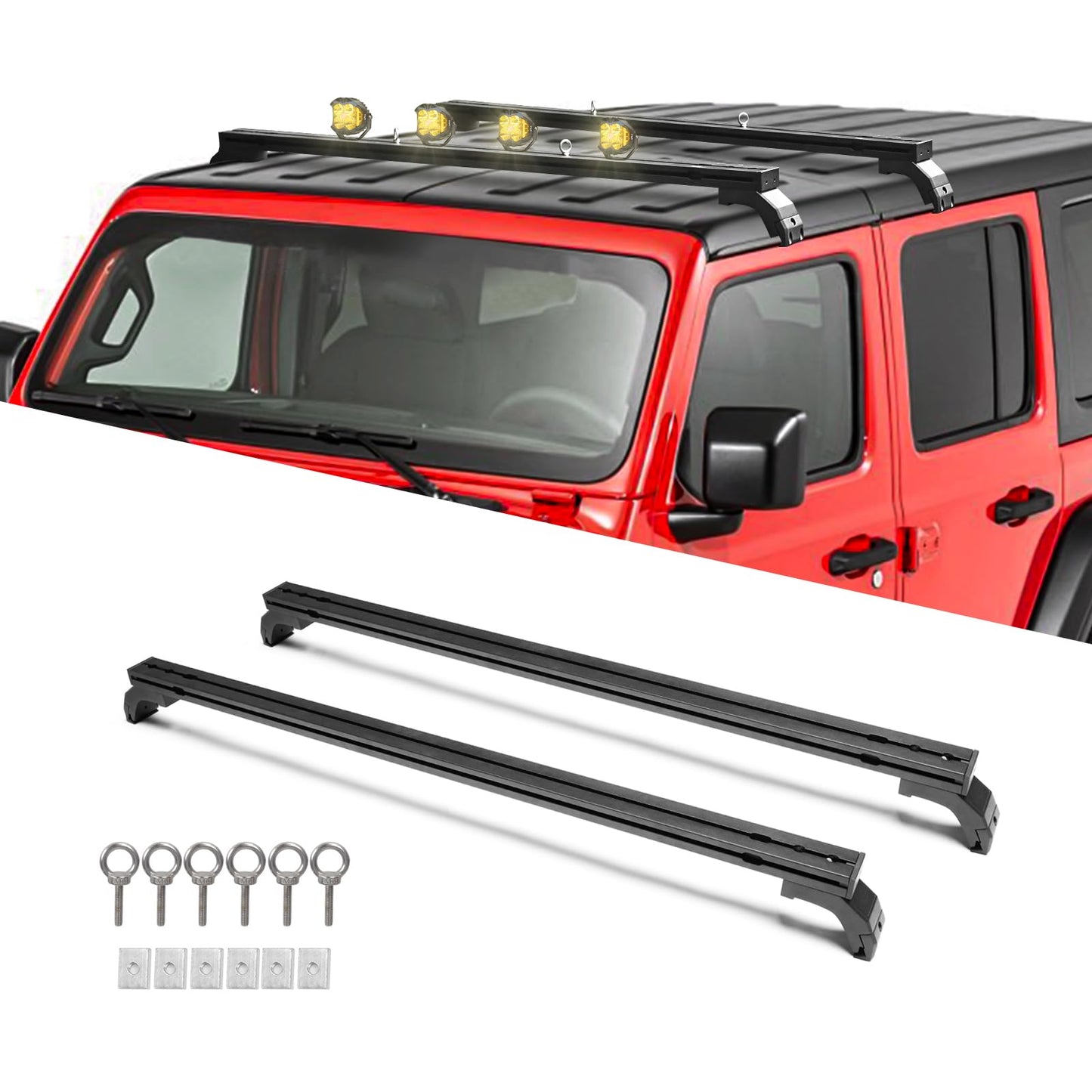 400 LBS Roof Rack Cross Bars Compatible with 2018-2024 Jeep Wrangler JL JLU & Gladiator JT, Roof Rail Crossbars Cargo Carrier Rooftop Luggage, Aluminum Luggage Rack Crossbar