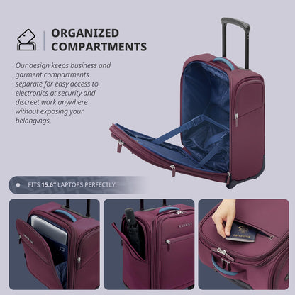 VERAGE Carry On Underseat Luggage with 2 Wheels & USB Port, 16 Inch Wheeled Spinner Bag Carry-on Luggages for Airlines, Lightweight Suitcase Men Women, Pilots and Crew (Upgrade-16-Inch)