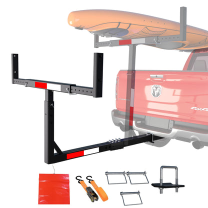 TRUSOON Upgrade Truck Bed Extender Hitch Mount, 2-in-1 Adjustable Kayak Hitch Extender, Heavy Duty Steel and 1000 lbs Load Capacity with Hitch Tightener Anti Rattle Stabilizer for Canoe, Lumber