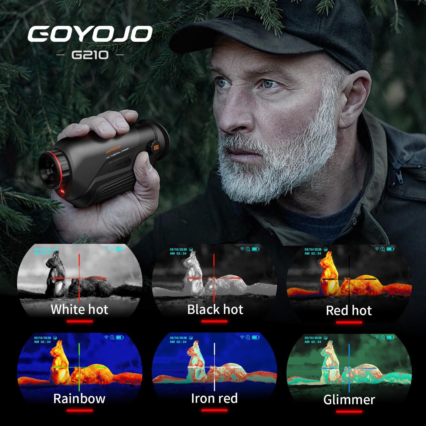GOYOJO G210 Thermal Monocular, 256x192 Thermal Imaging Monoscope Camera for Adults, 10mm Focal Lens Vision Goggles Thermal Scopes for Night Hunting Camping