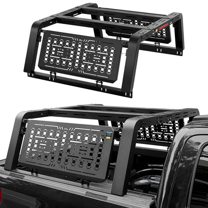 JOYTUTUS Full Size Truck Bed Rack, Overland Bed Racks for Trucks Compatible with F150 F250 F350 Silverado Sierra Ram, 24.6 Inch High Truck Bed Rack for Roof Top Tent, with Foldable Molle Panel